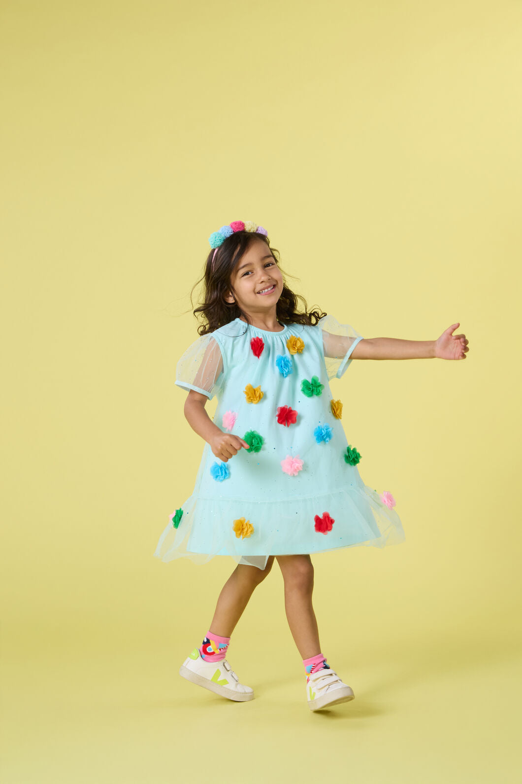 Gorman - Pompom Mesh Kids Dress - mint
