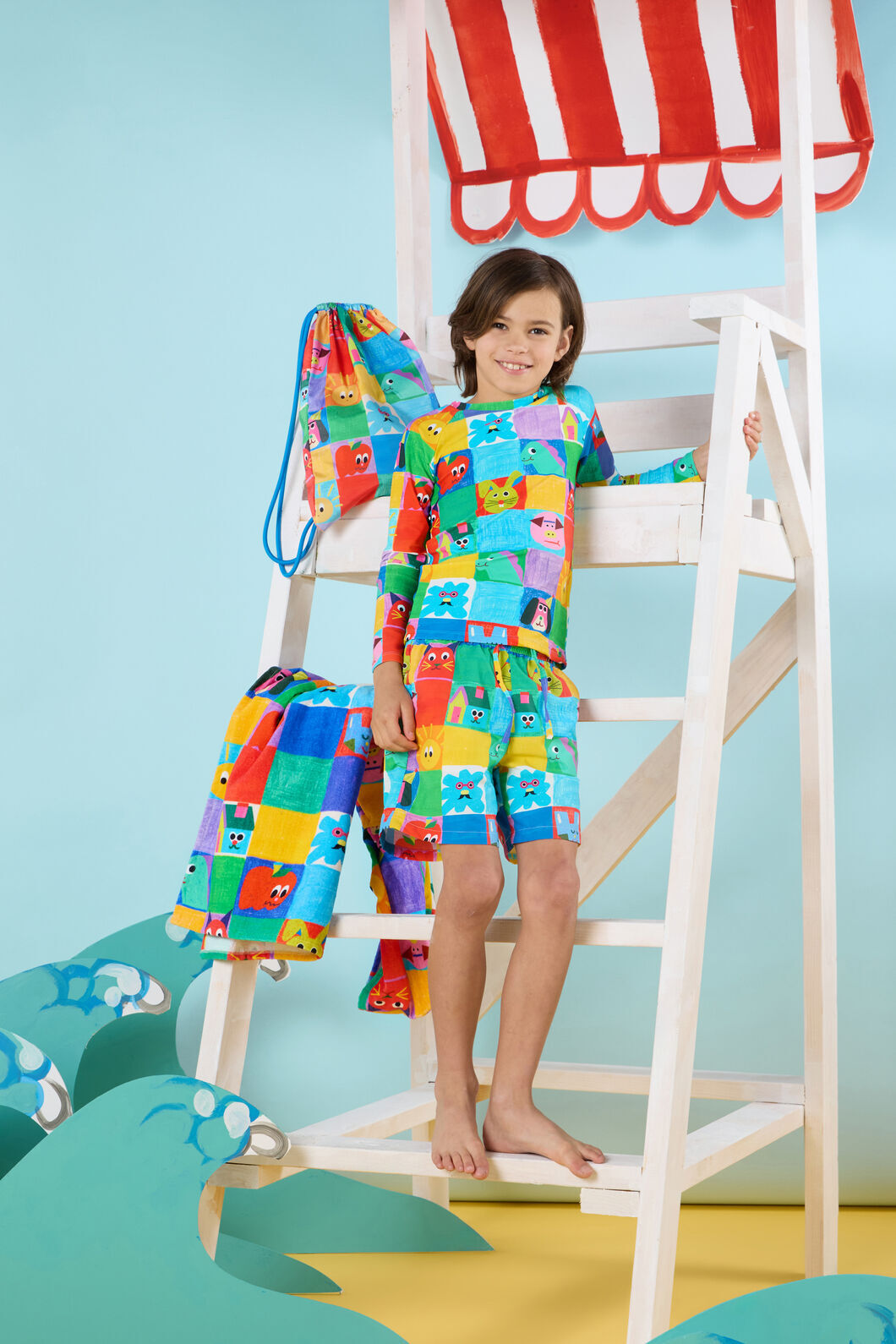 Gorman - Check Mate Kids Swim Top - multi