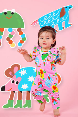 Gorman - Buggy Boo Baby Frill Overalls - pink
