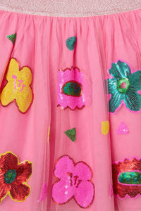Gorman - Bold Floral Kids Sequins Skirt - pink