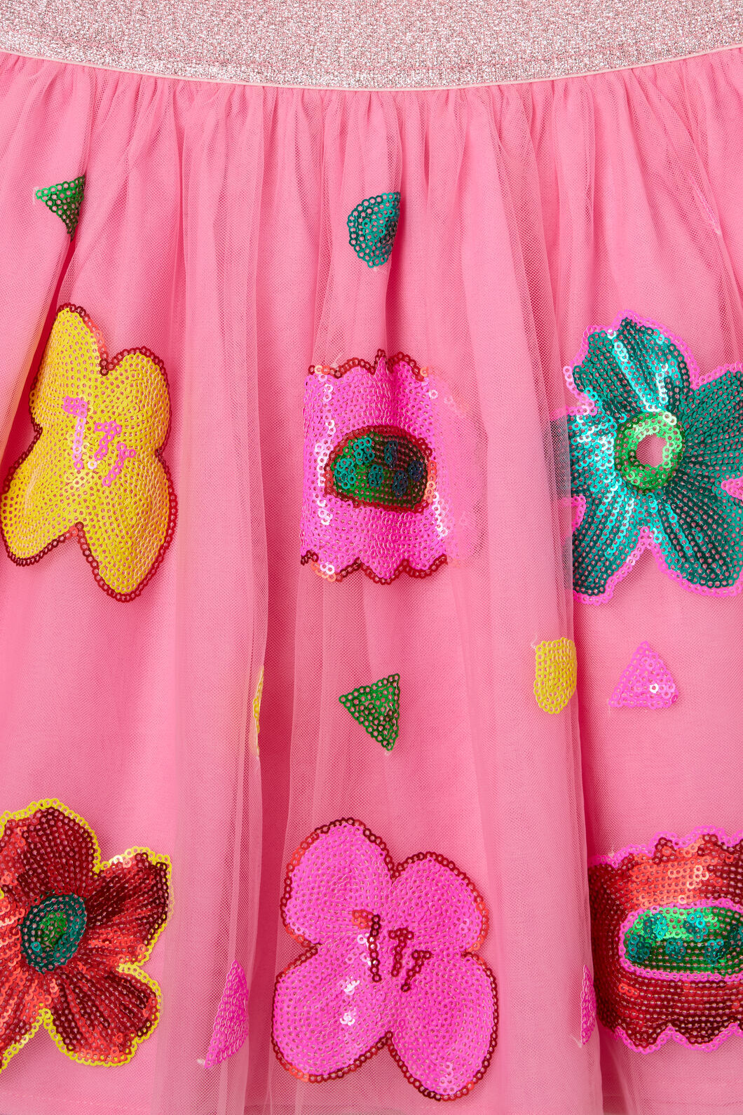 Gorman - Bold Floral Kids Sequins Skirt - pink