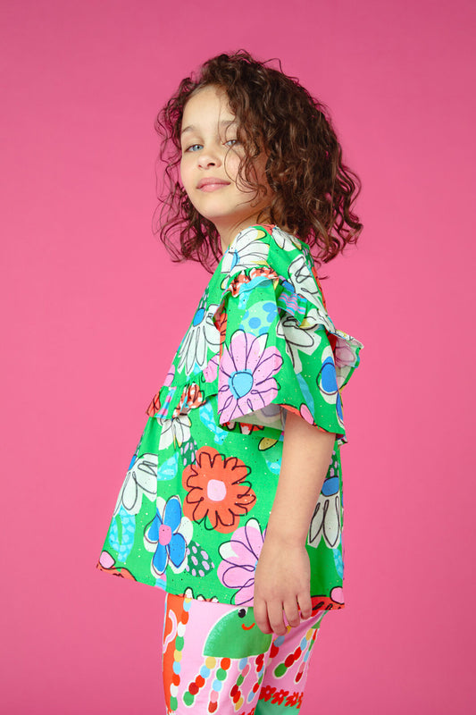 Gorman - Cut Out Floral Kids Top - green