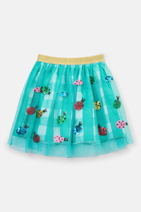 Gorman - Ladybug Gingham Sequins Kids Skirt - mint