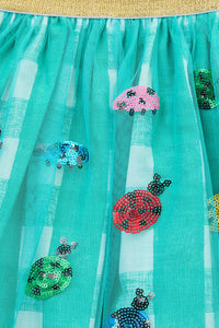 Gorman - Ladybug Gingham Sequins Kids Skirt - mint