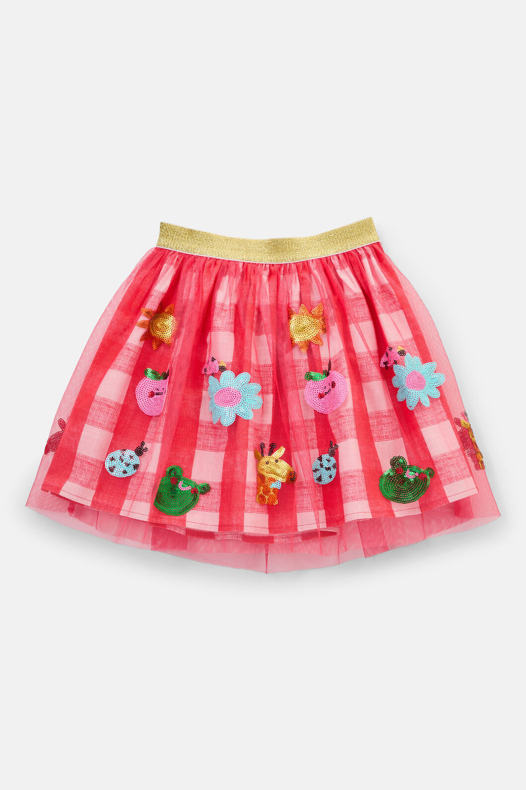 Gorman - Jumble Gingham Sequins Kids Skirt - red