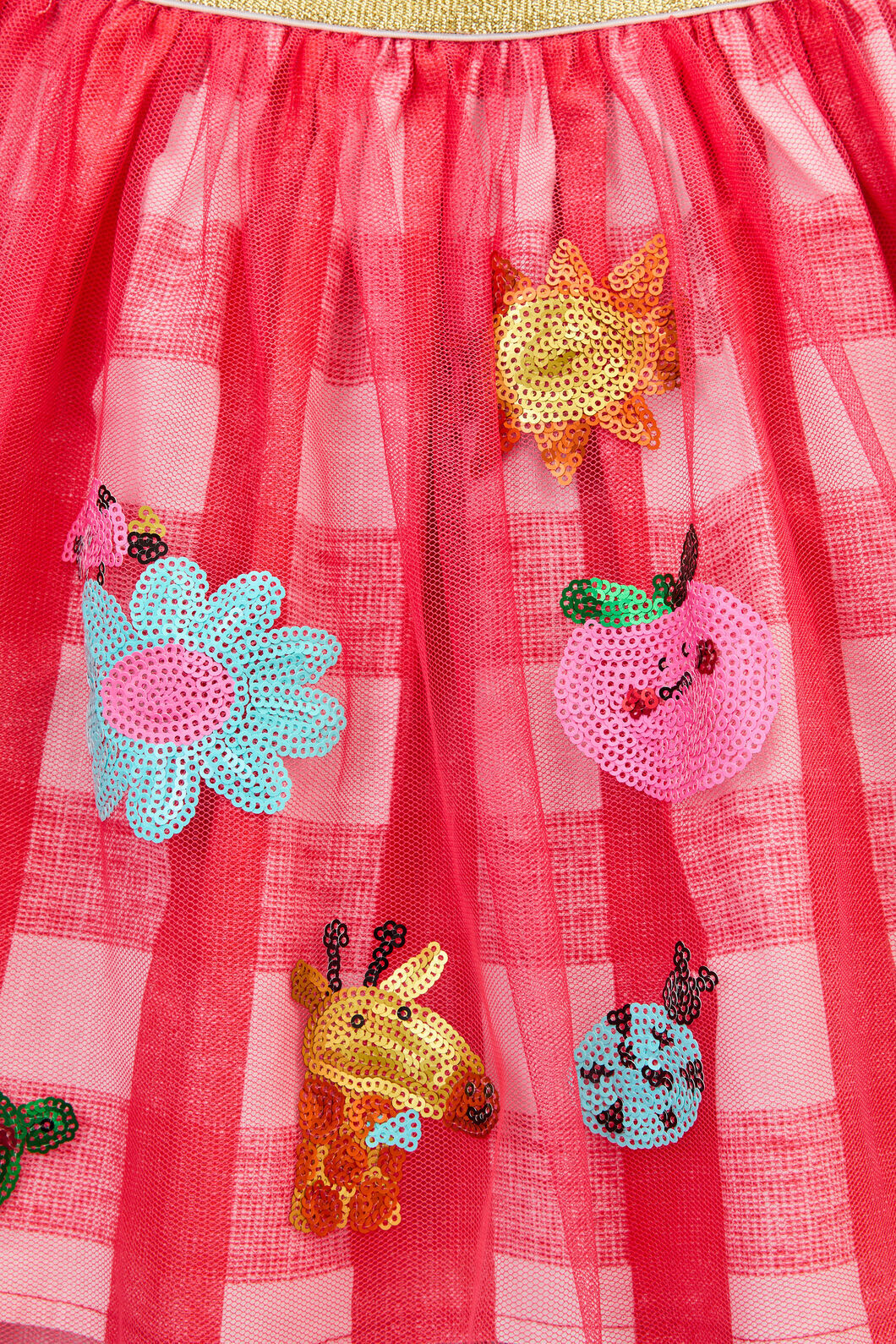 Gorman - Jumble GinghamSequinsKidsSkirt - red