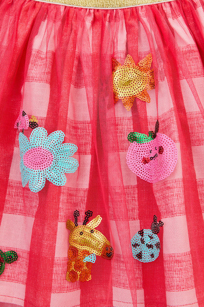 Gorman - Jumble GinghamSequinsKidsSkirt - red