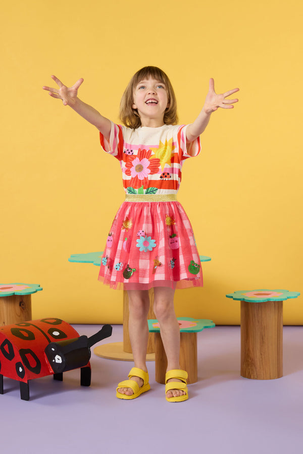 Gorman - Jumble Gingham Sequins Kids Skirt - red
