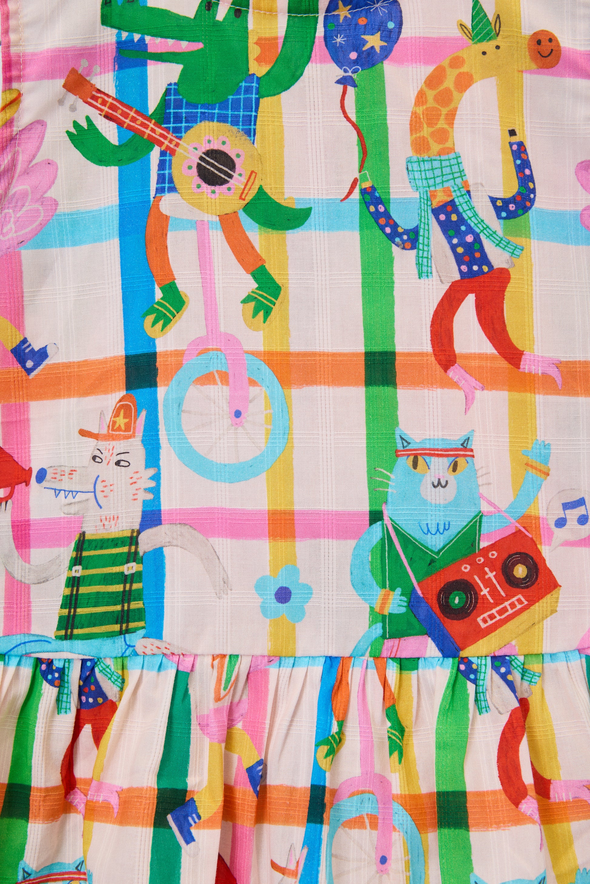 Gorman - Lets Go Check Kids Frill Top - multi