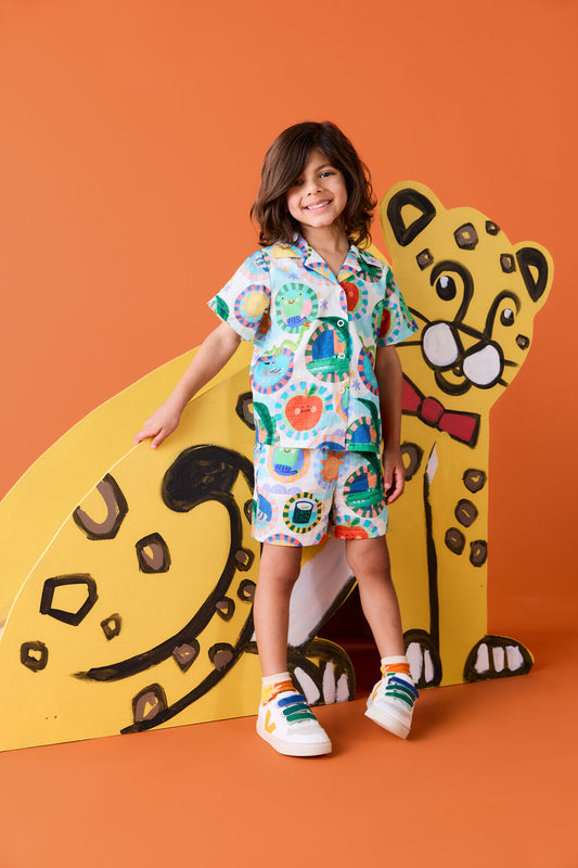 Gorman - Animal Stamp Kids Shorts - cream
