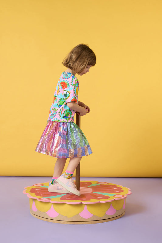 Gorman - Stripe Mix Kids Sequins Skirt - multi