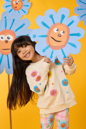 Gorman - Daisy Embroidery Kids Sweater - cream