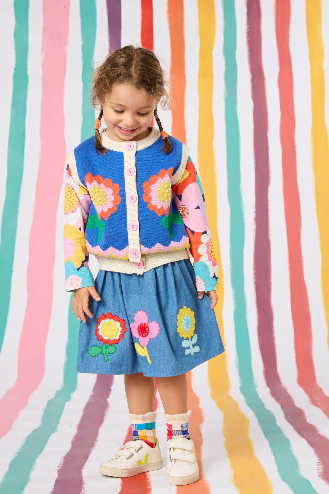 Gorman - Floral Button Up Kids Vest - blue