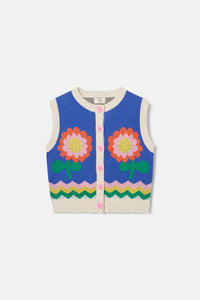 Gorman - Floral Button Up Kids Vest - blue