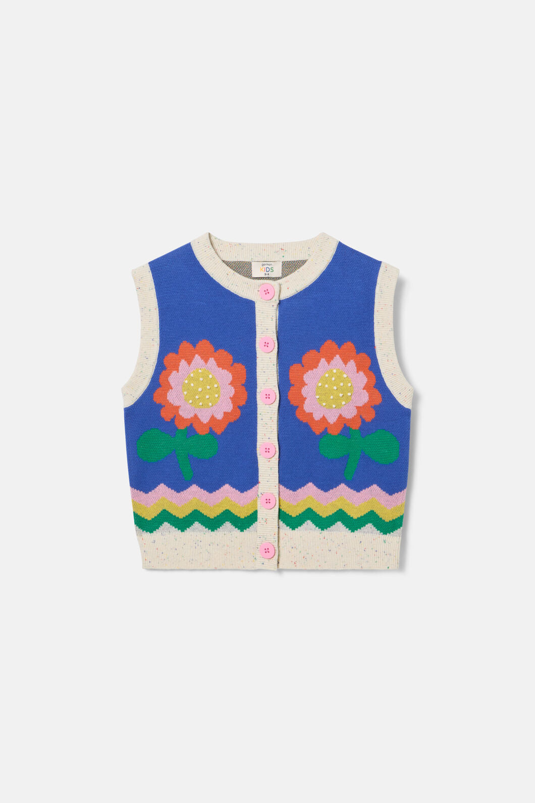 Gorman - Floral Button Up Kids Vest - blue