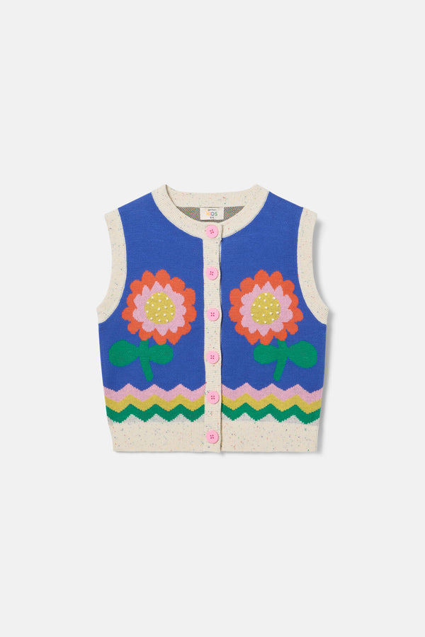 Gorman - Floral Button Up Kids Vest - blue