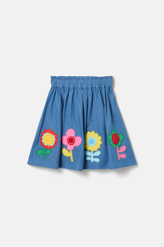 Gorman - Geo Floral Kids Denim Skirt - denim
