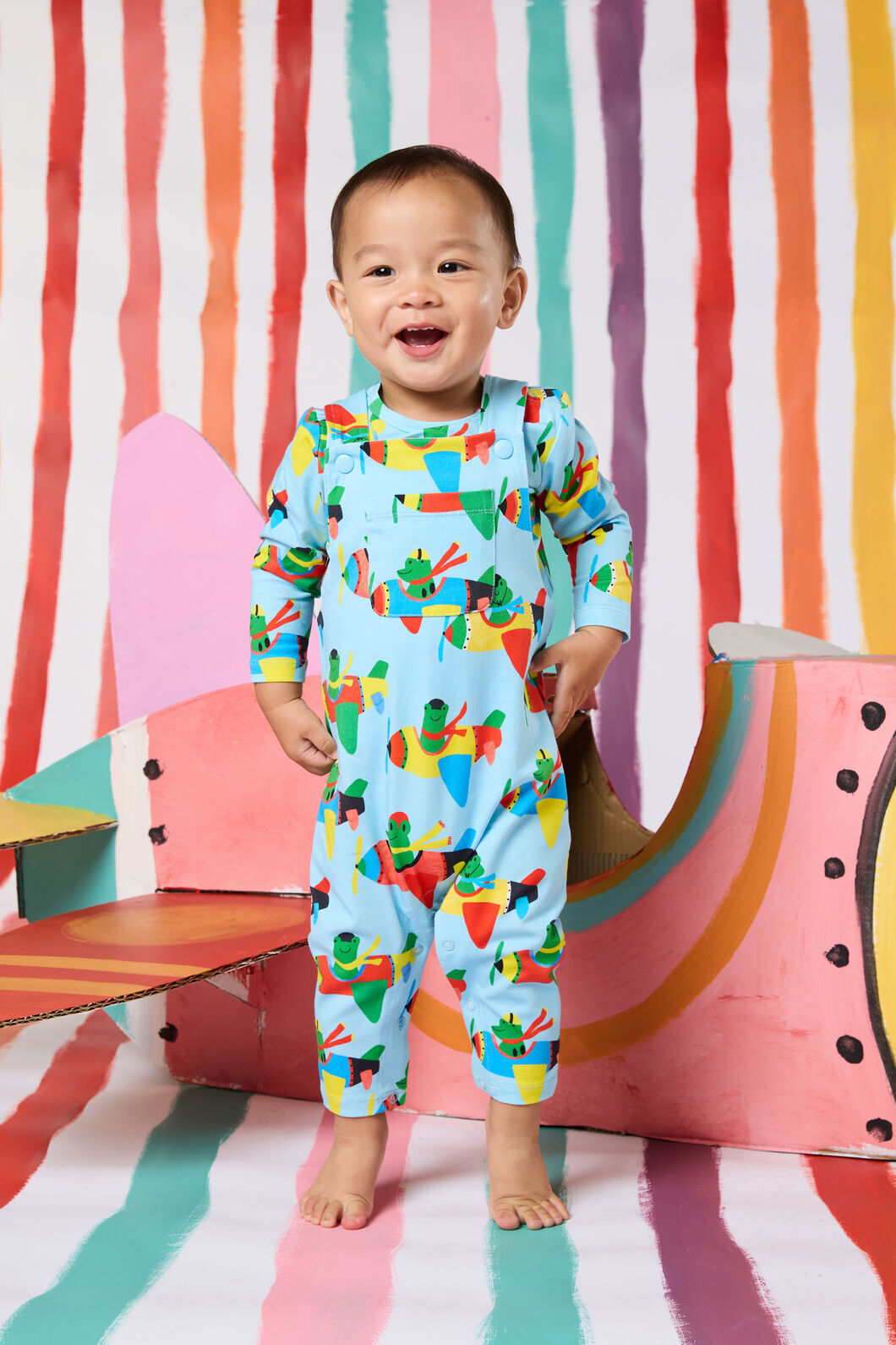 Gorman - Flying Frogs Baby Overalls - blue