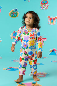 Gorman - Geo Floral Baby Frill Overalls - cream