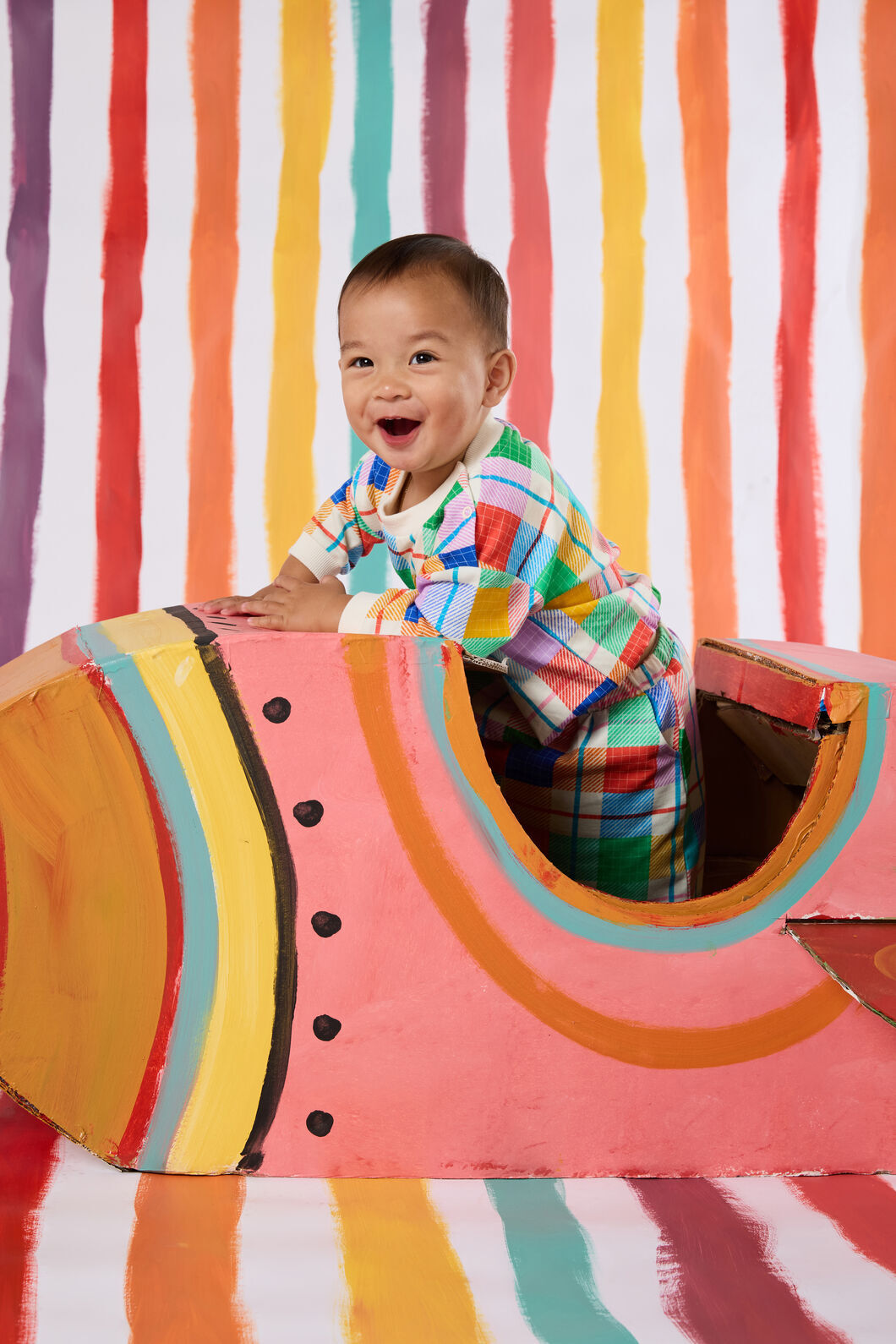 Gorman - Rainbow Check Baby Sweater - multi