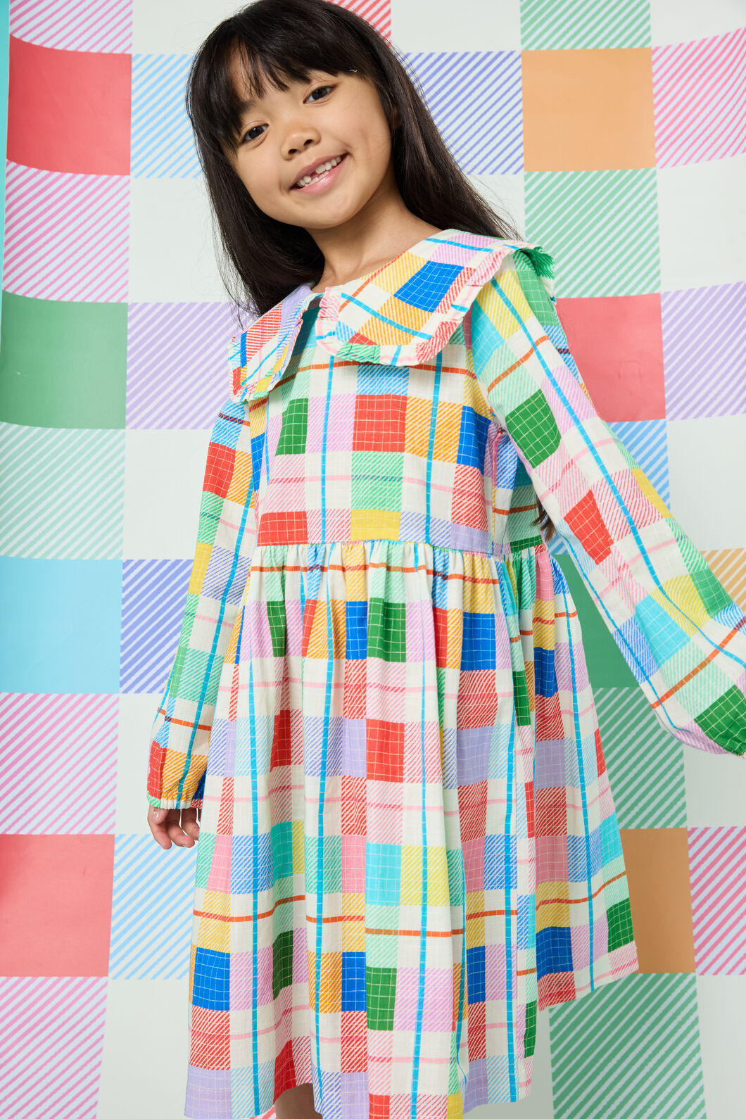 Gorman - Rainbow Check Kids Dress - multi