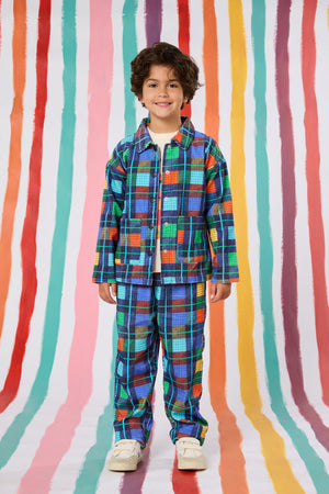 Gorman - Navy Check Kids Cord Pant - navy