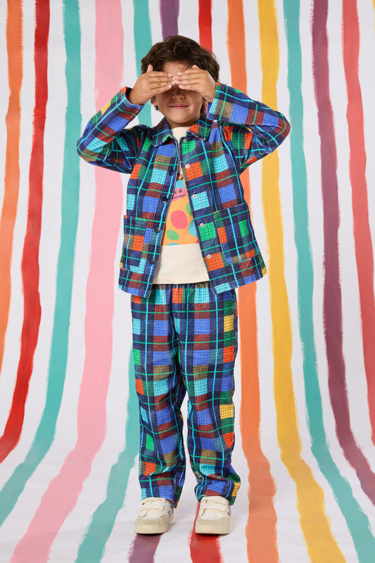 Gorman - Navy Check Kids Cord Pant - navy
