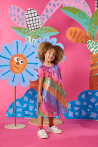 Gorman - Stripe Sequin Kids Dress - multi