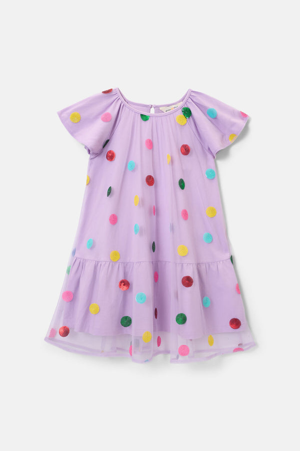Gorman - Spot Sequin Kids Dress - lilac