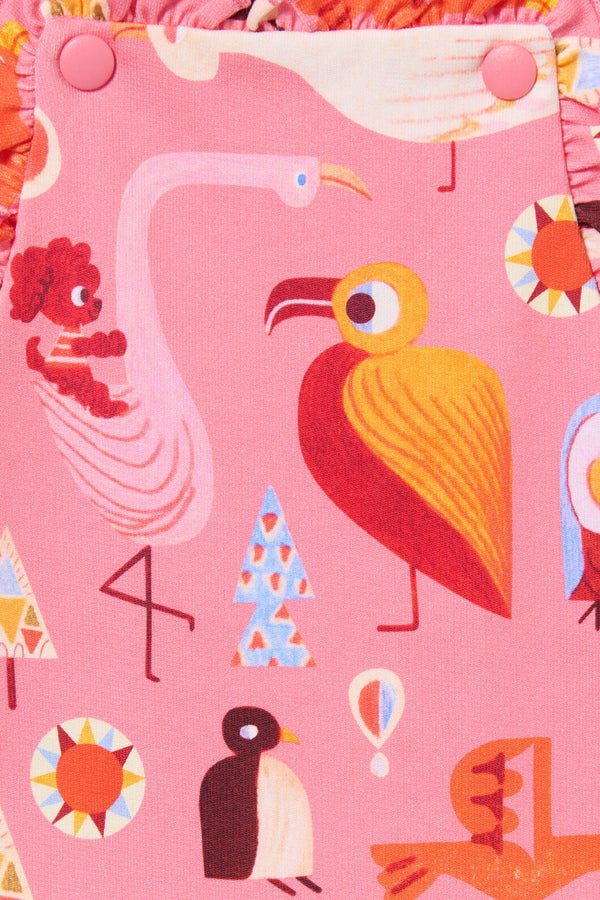 Gorman - Funky Birds Baby Overalls - pink