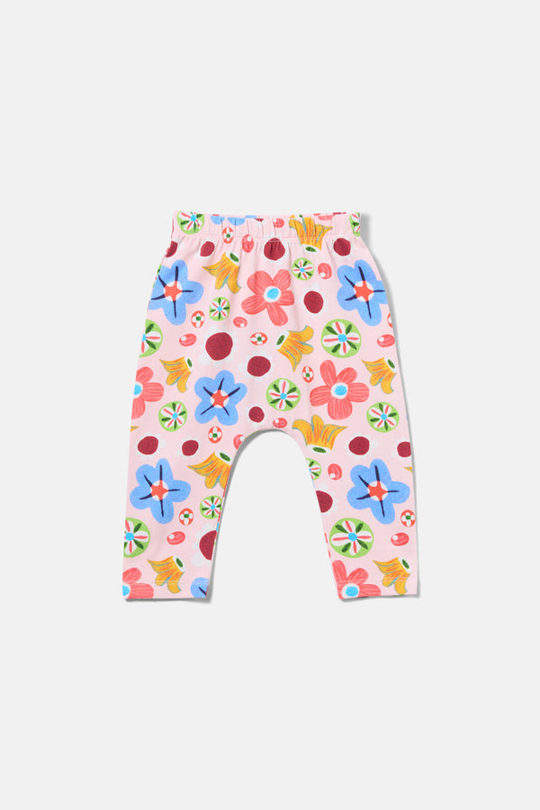 Gorman - Spotty Floral Baby Legging - pink