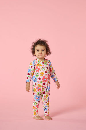 Gorman - Spotty Floral Baby Grow suit - pink