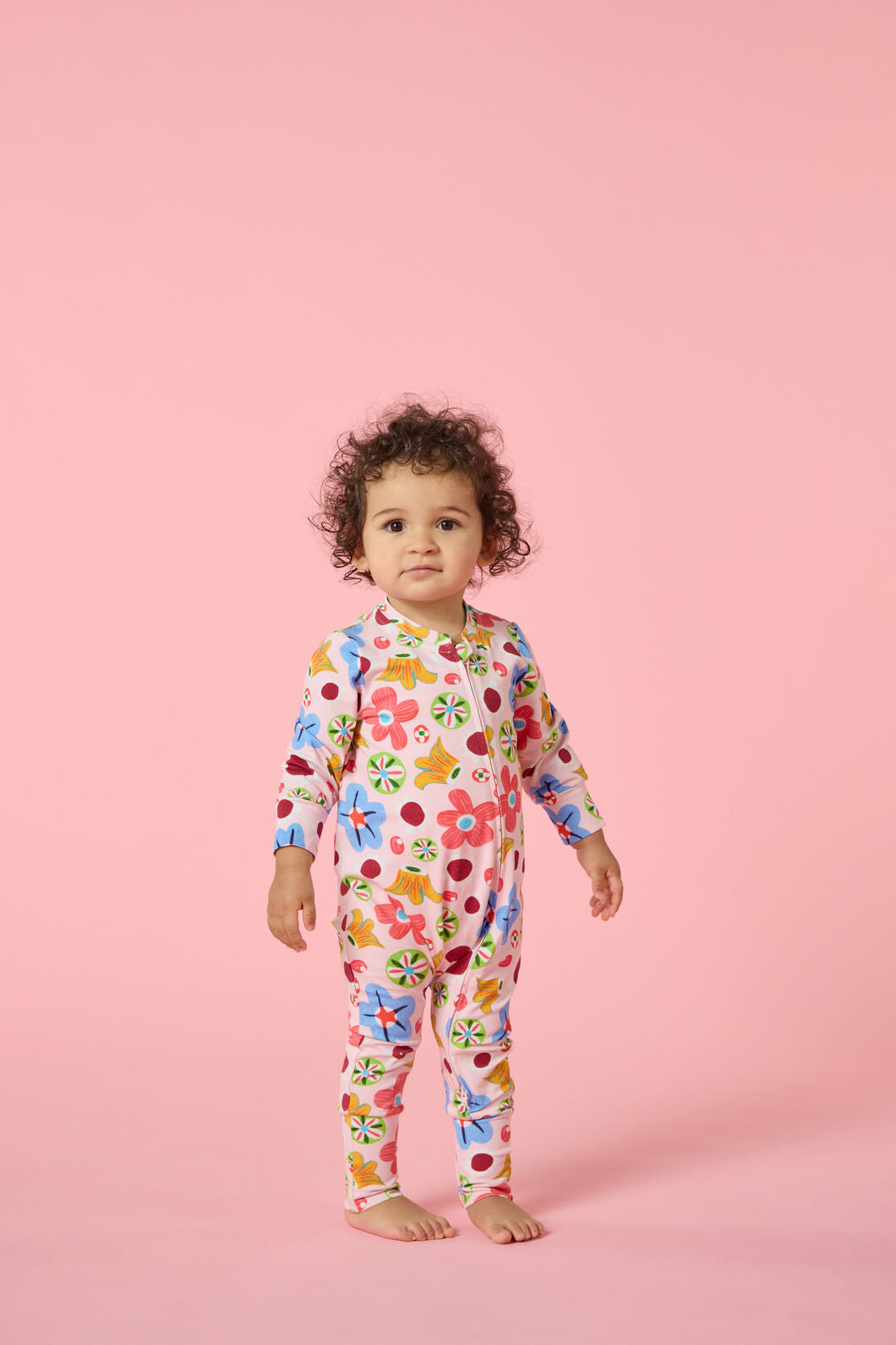 Gorman - Spotty Floral Baby Onesie - pink