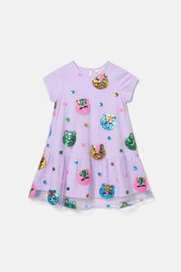Gorman - Leo Leopard Sequins Kids Dress - lilac