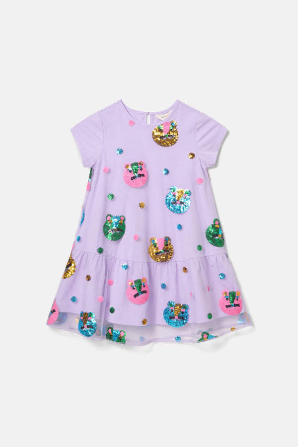 Gorman - Leo Leopard Sequins Kids Dress - lilac