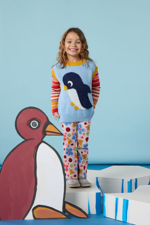 Gorman - Fluffy Penguin Kids Knit Vest - blue
