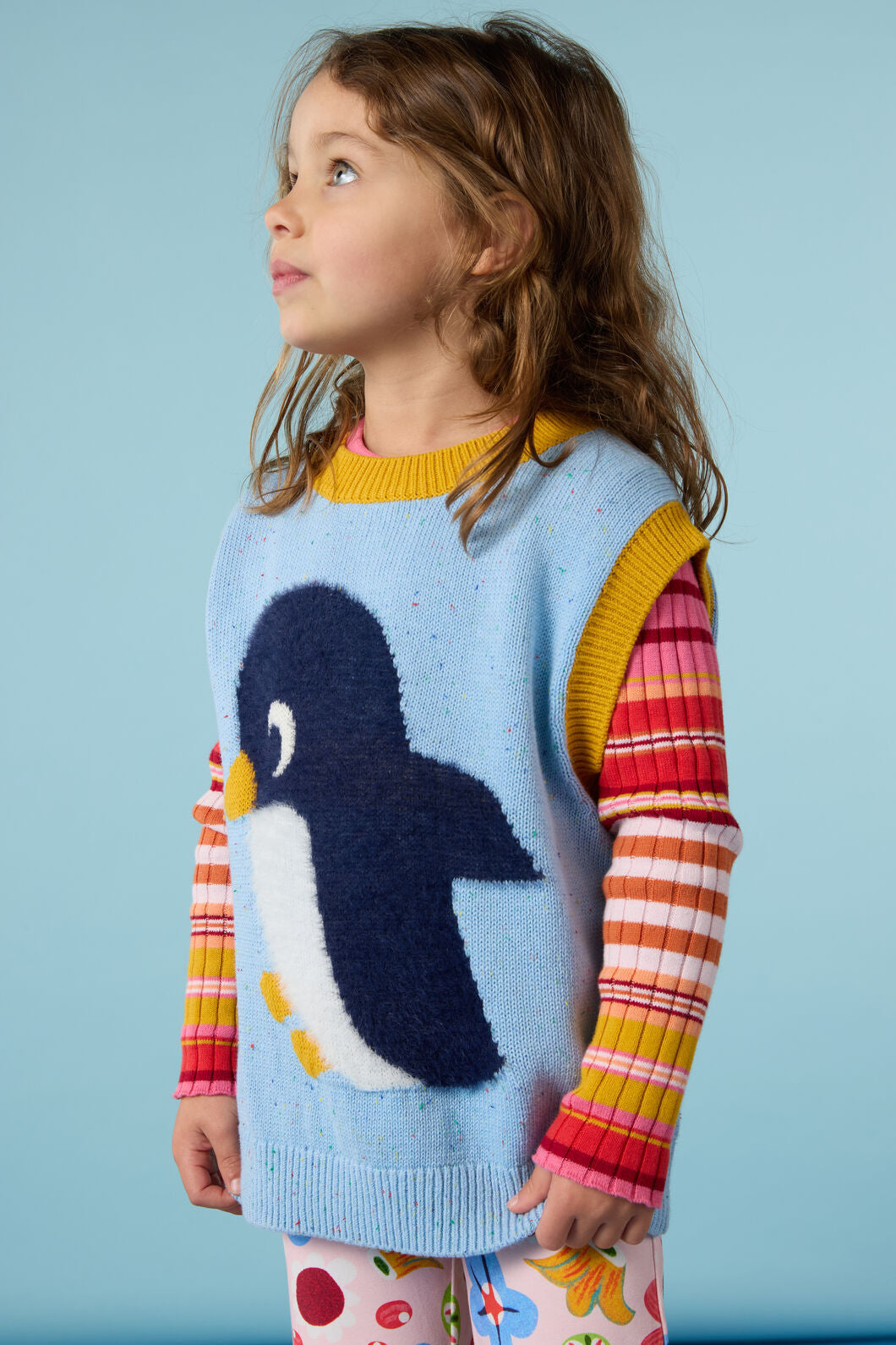 Gorman - Fluffy Penguin Kids Knit Vest - blue