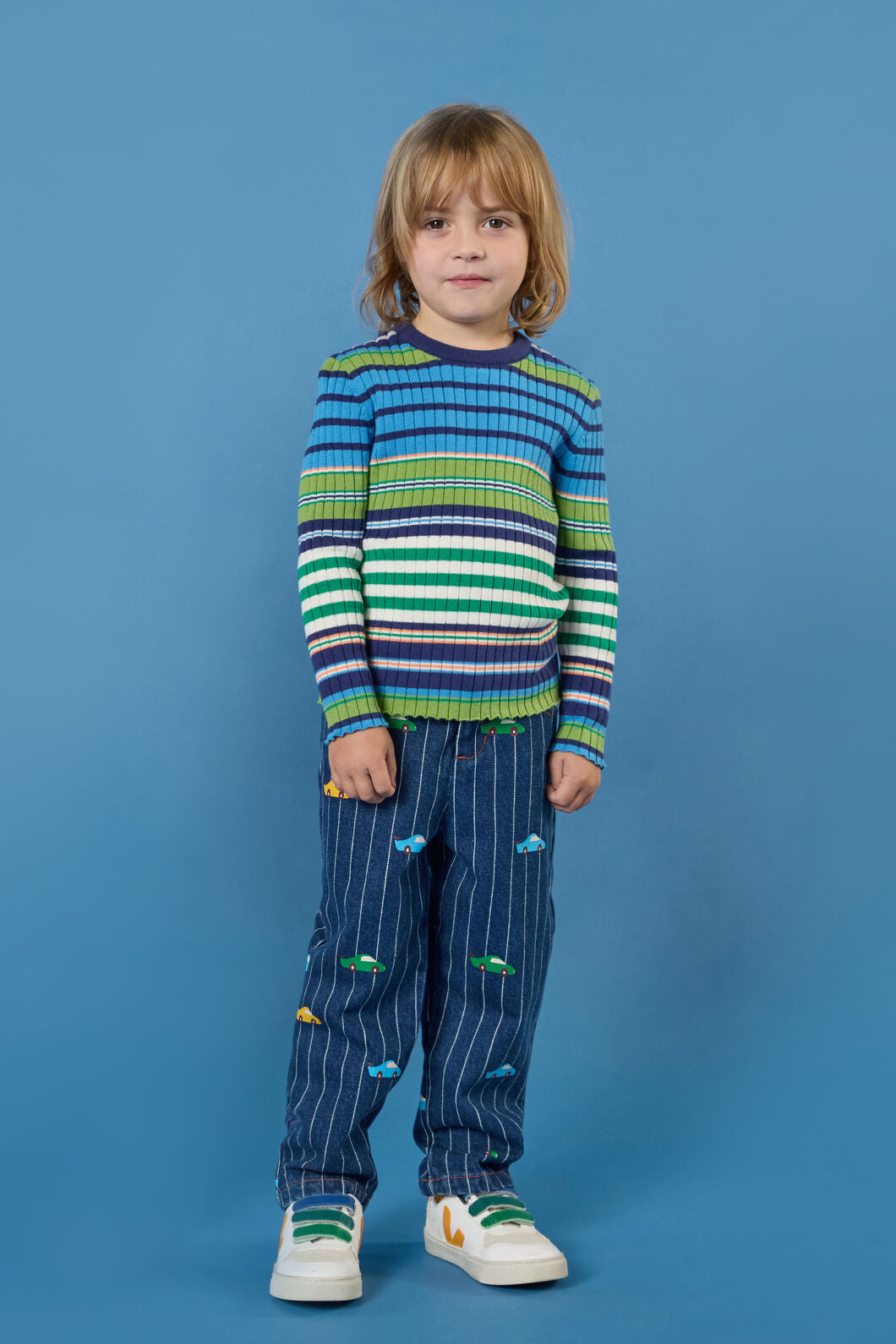 Gorman - Retro Stripes Rib Knit Top - blue