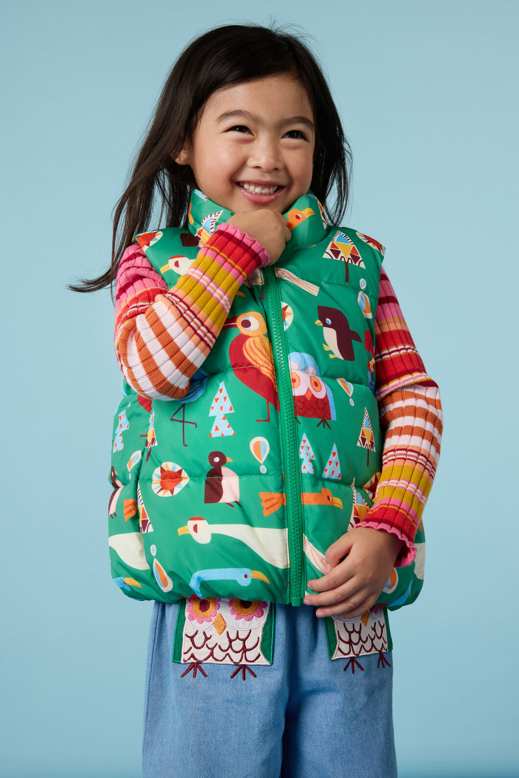 Gorman - Funky Birds Kids Puffer Vest - green