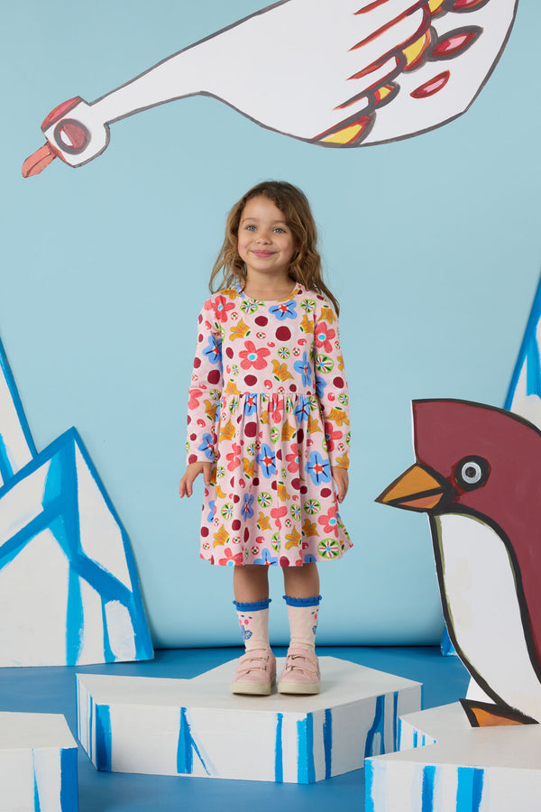 Gorman - Spotty Floral Kids Jersey Dress - pink