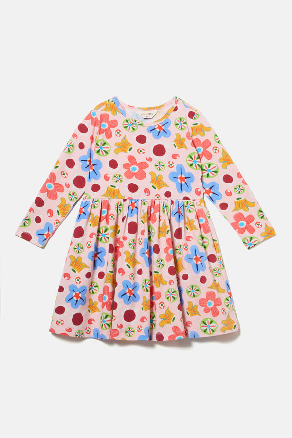 Gorman - Spotty Floral Kids Jersey Dress - pink