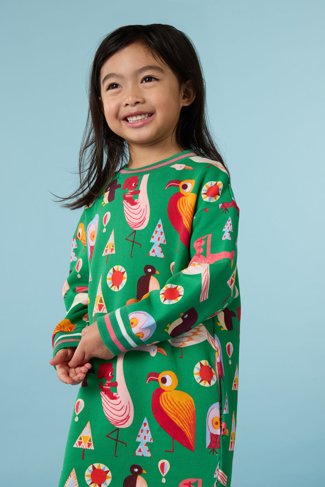 Gorman - Funky Birds Kids Sweater Dress - green