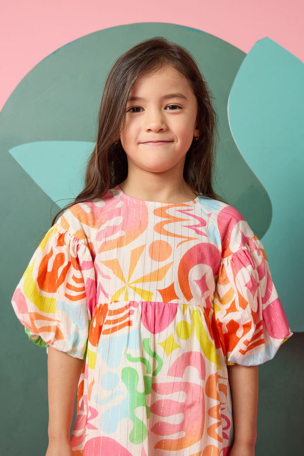 Gorman - Playful Shapes Kids Dress - cream