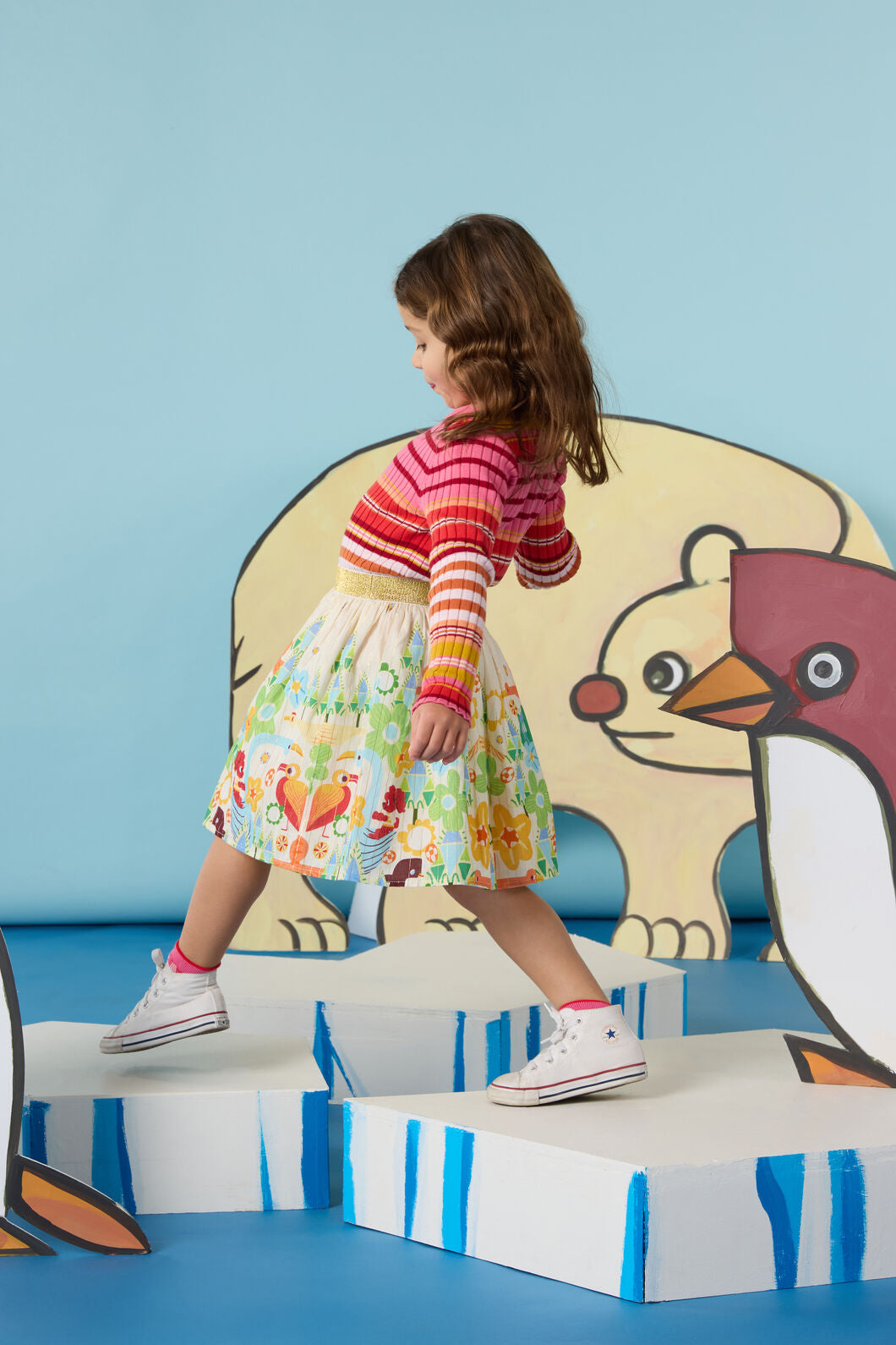 Gorman - Funky Birds Border Kids Skirt - cream