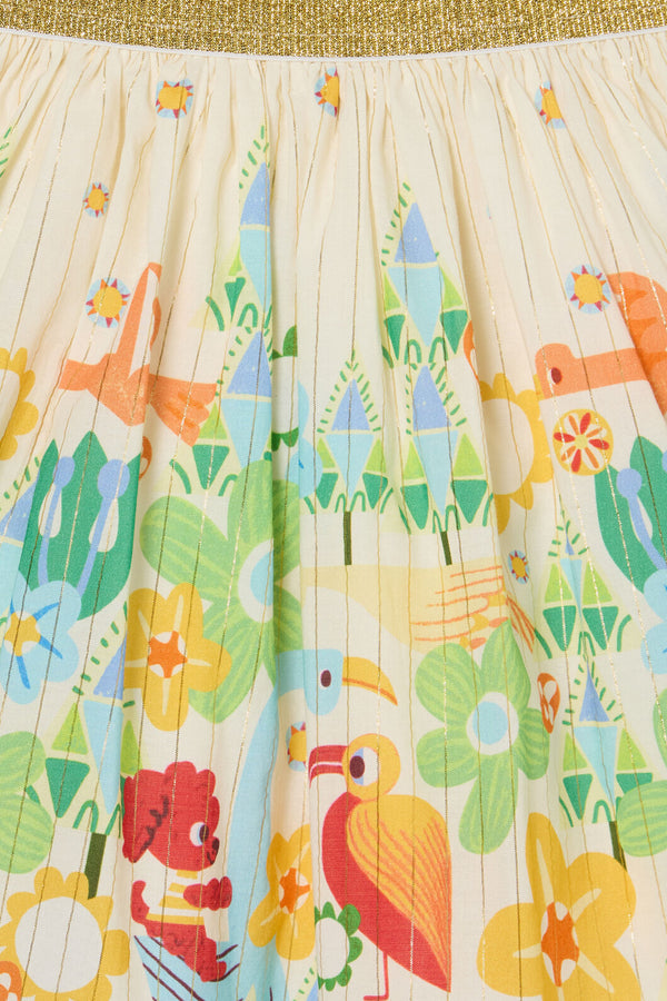 Gorman - Funky Birds Border Kids Skirt - cream