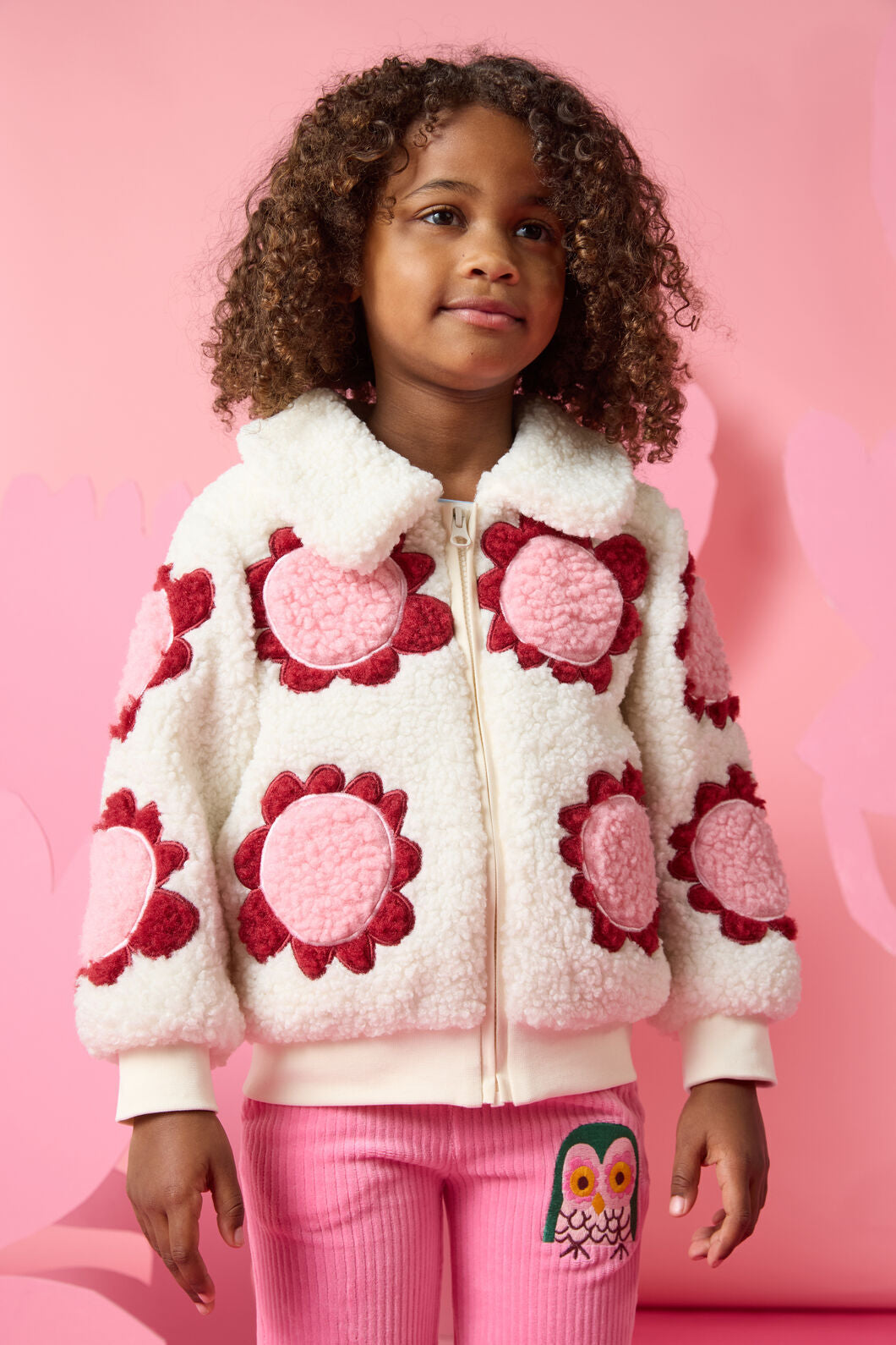 Gorman - Bold Floral Sherpa Kids Jacket - cream
