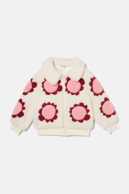 Gorman - Bold Floral Sherpa Kids Jacket - cream