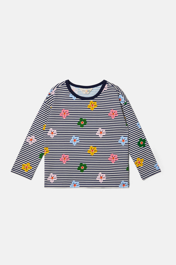 Gorman - Spotty Floral Stripe Kids T-Shirt - multi