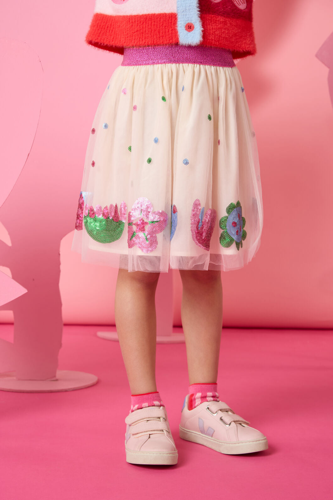 Gorman - Flower Sequins Kids Skirt - cream
