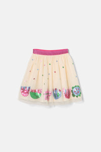 Gorman - Flower Sequins Kids Skirt - cream